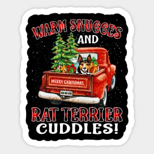 Warm Snuggles And Rat Terrier Cuddles Truck Tree Christmas Gift Sticker